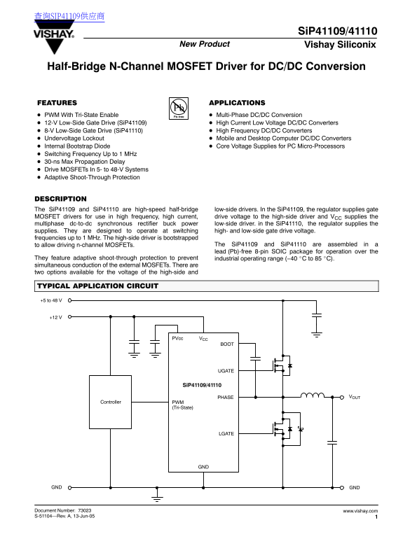 Vishay SiP41109 41110 Data Sheet - Page 1