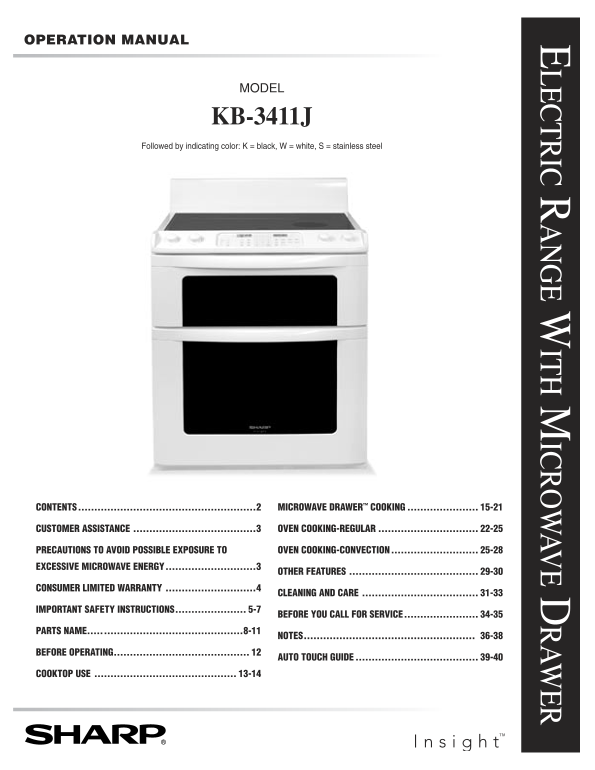 SHARP KB-3411JS KB-3411JK KB-3411JW Operation Manual - Page 1