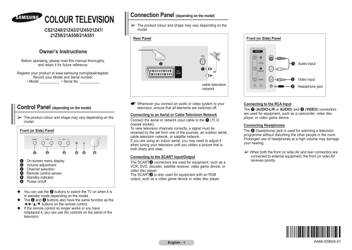Samsung CS-21Z50Z3Q User's Manual - Page 1