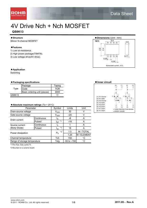 ROHM QS8K13 User Guide - Page 1