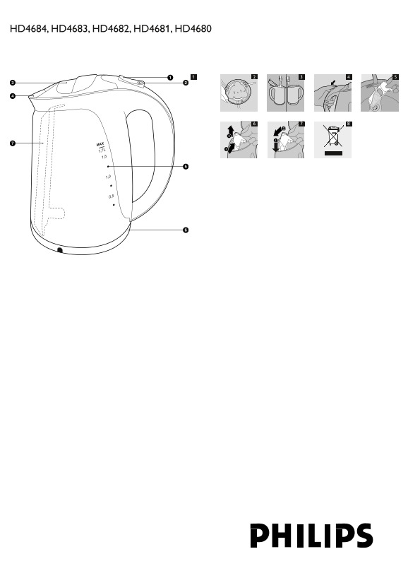 Philips HD4680 35 Philips Electric Kettle Support & User Manual - Page 1