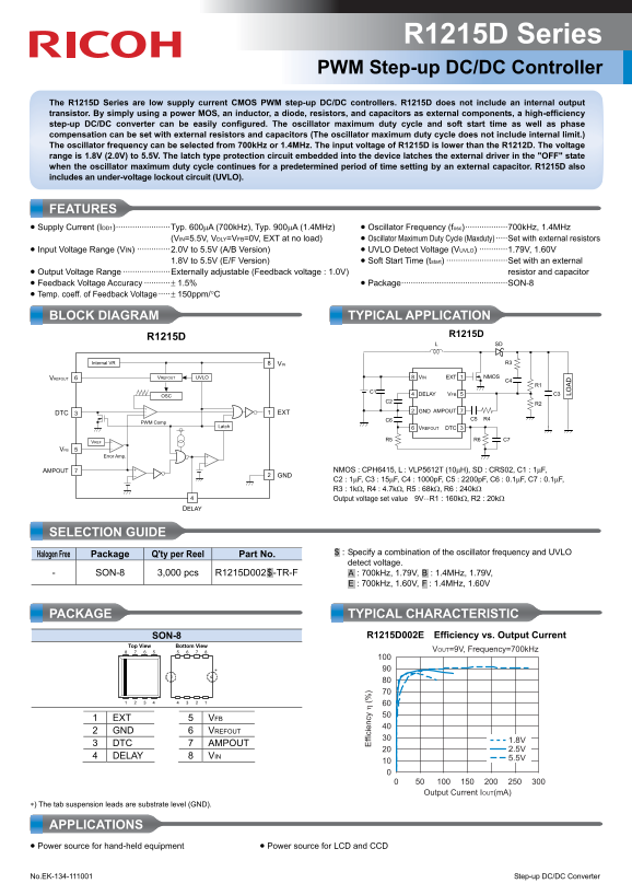 Ricoh R1215D Series PWM Step-up DC DC Controller Manual - Page 1