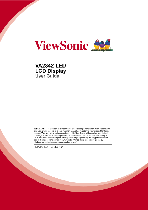 ViewSonic VA2342-LED Quick User Guide (English) - Page 1