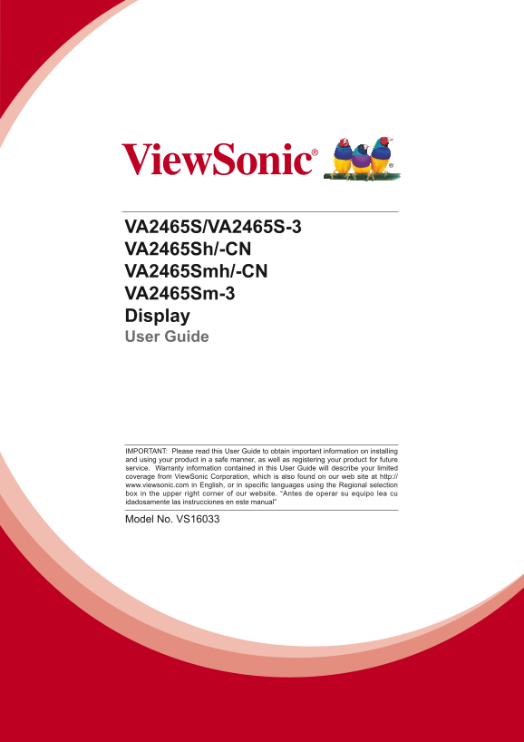 ViewSonic VA2465S-3 User Guide (English) - Page 1