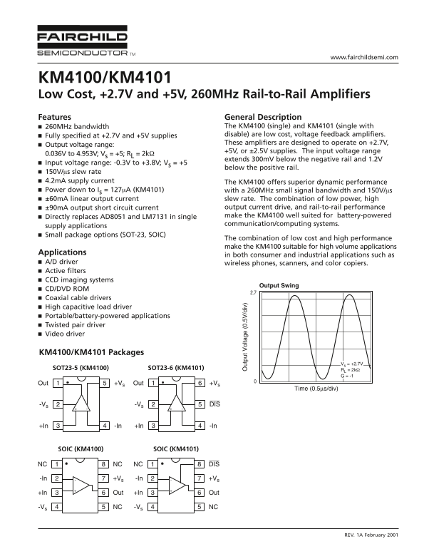 Fairchild KM4100 KM4101 Data Sheet - Page 1