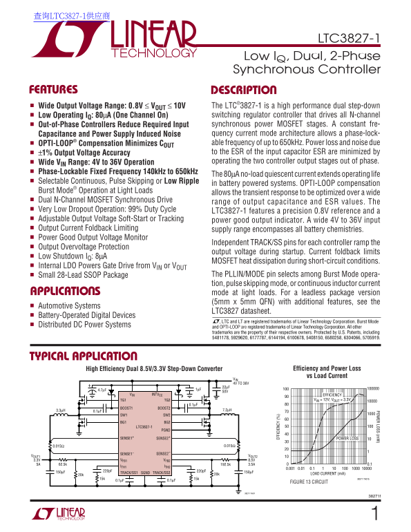 LINEAR LTC3827-1 Data Sheet - Page 1