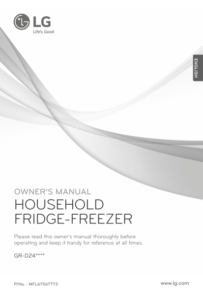 LG French Door Refrigerator GR-D24FWCHL.AALPECT Product Manual English - Page 1