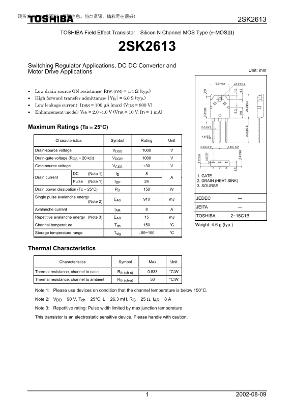 Toshiba TOSHIBA 2SK2613 User's Guide - Part 3 - Page 1