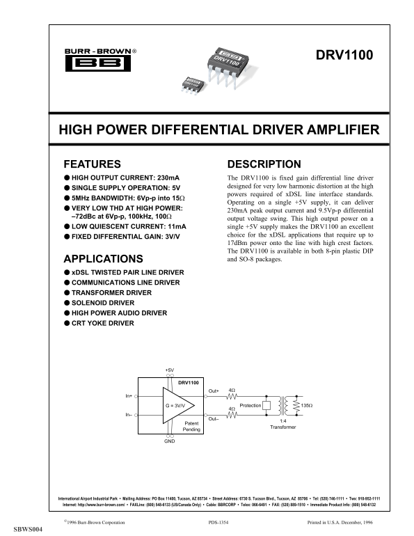 Texas Instruments DRV1100 Data Handbook/Manual - Page 1
