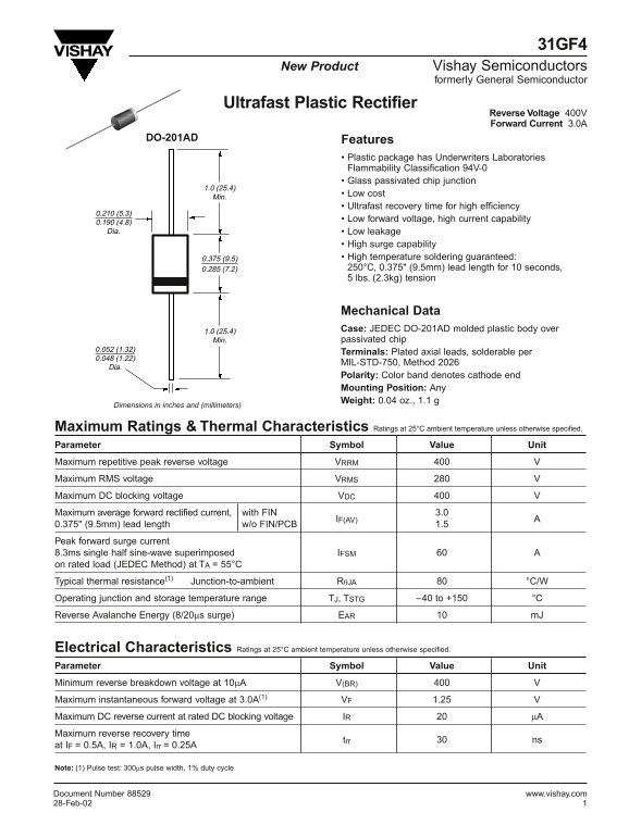 Vishay 31GF4 Datasheet - Page 1