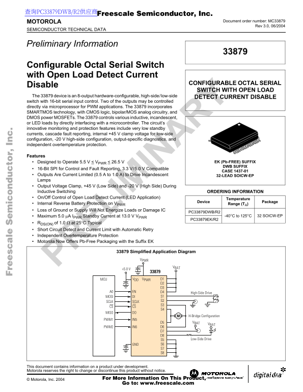 MOTOROLA 33879 Data Sheet - Page 1