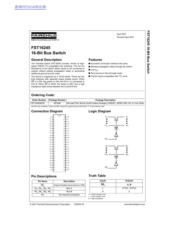 Fairchild FST16245 Data Handbook - Page 1