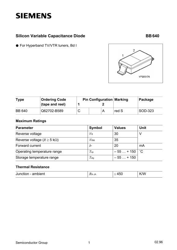 Siemens BB 640 User Manual  - (1)(1) Specifications - Page 1
