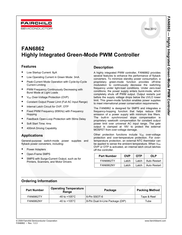 Fairchild FAN6862 Data Handbook - Page 1