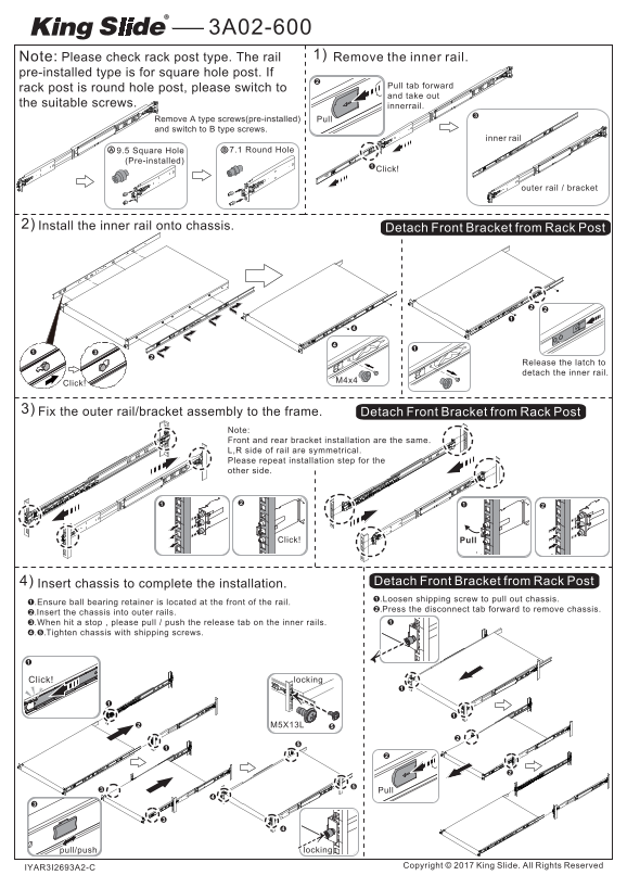 Gigabyte Rackmount Server R282- Z97 (rev. A00) User Manual - Rail Kit Installation SOP English - Page 1