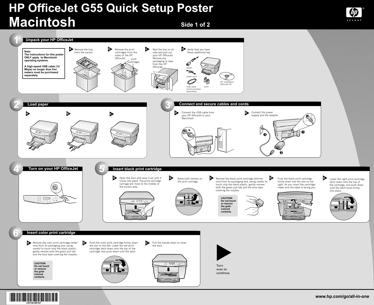 HP Officejet g55 Series HP Officejet G55 - (English) Quick Setup Poster for Macintosh - Page 1