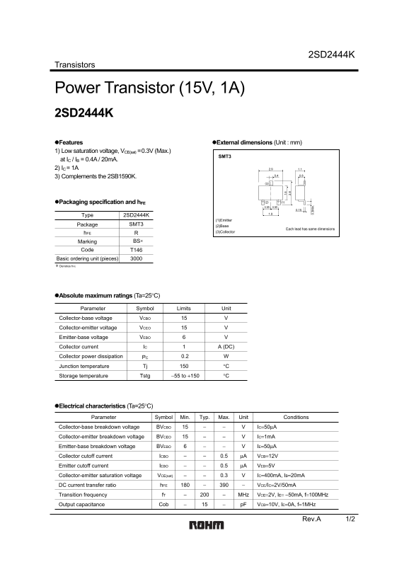 ROHM 2SD2444K User Guide - Page 1