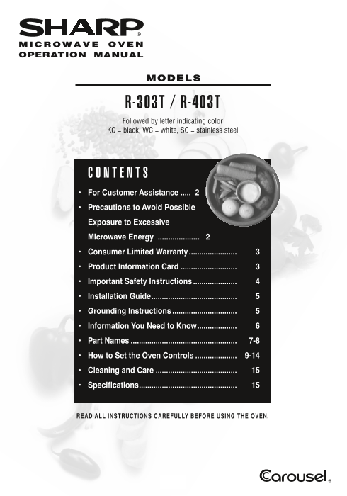 SHARP R303T R403T Operation Manual - Page 1