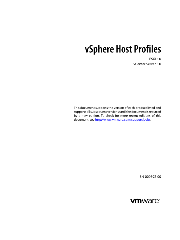 VMware vSphere Host Profiles ESXi 5.0 vCenter Server 5.0 User Manual and Specifications - Page 1