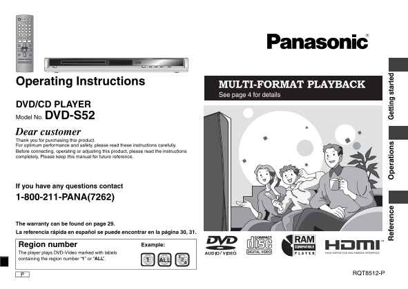 Panasonic DVD- S52 User Guide - Page 1