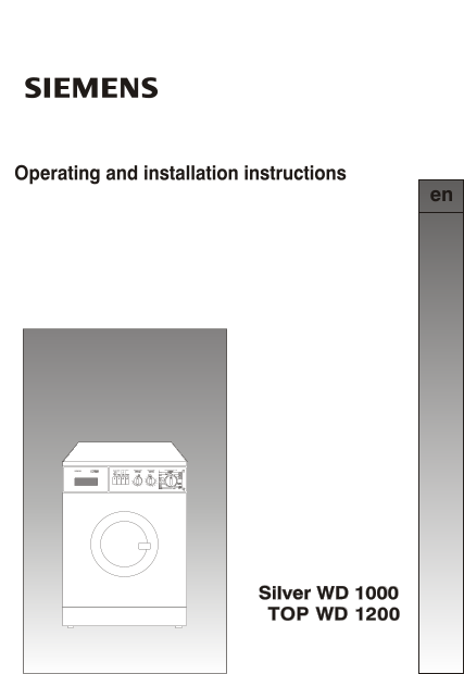 Siemens Silver WD 1000 TOP WD 1200 User's Manual - Page 1