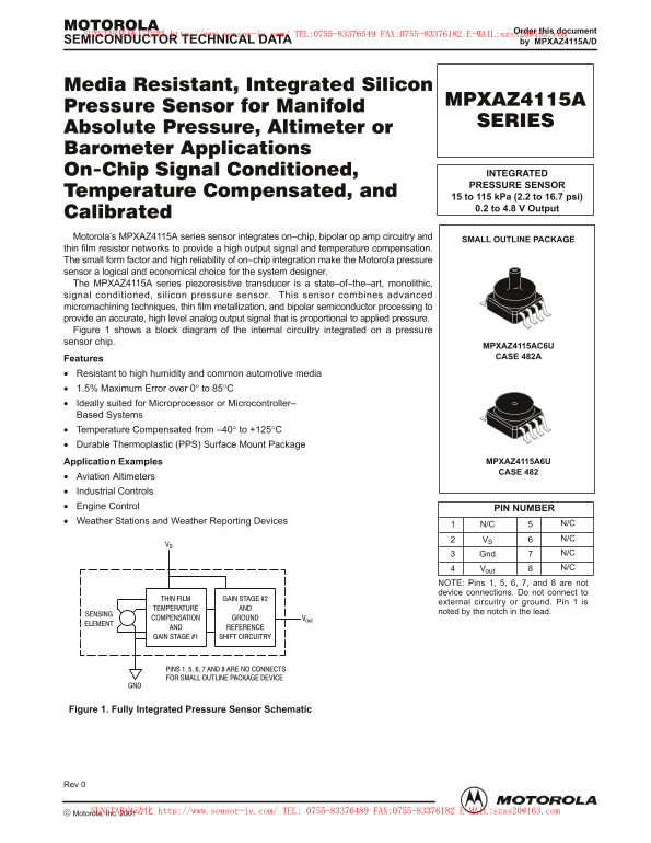 Motorola MPXAZ4115A SERIES Specifications - Page 1