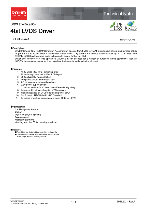 Rohm BU90LV047A Technical Note - Page 1
