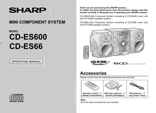 SHARP CD-ES66 CD-ES600 Operation Manual - Page 1