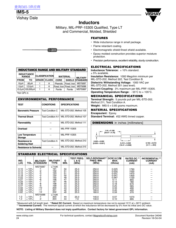 Vishay IMS-5 Data Sheet / Manual - Page 1
