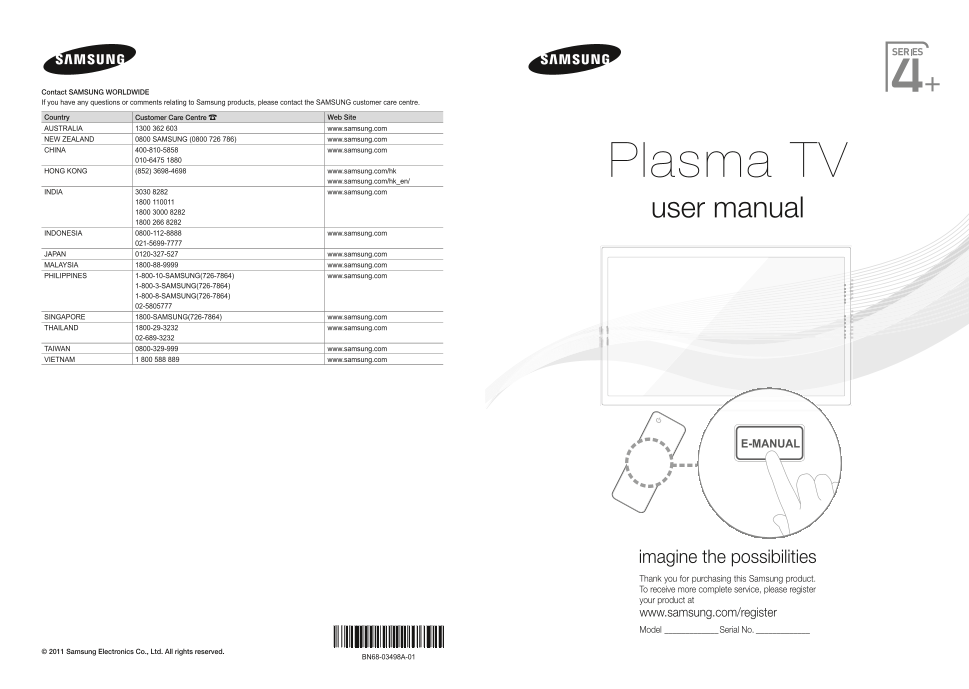 Samsung PS43D490 Quick User Guide - Page 1