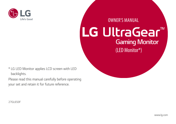 LG 20~29 inches 27GL650F-B.ACN Product Specifications English - Page 1