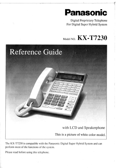 Panasonic Digital Private Property Telephone KX-T7230 Operating Instructions - Page 1