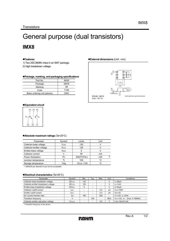 ROHM IMX8 Data Sheet - Page 1