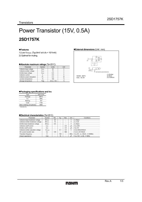 ROHM 2SD1757K User Guide - Page 1