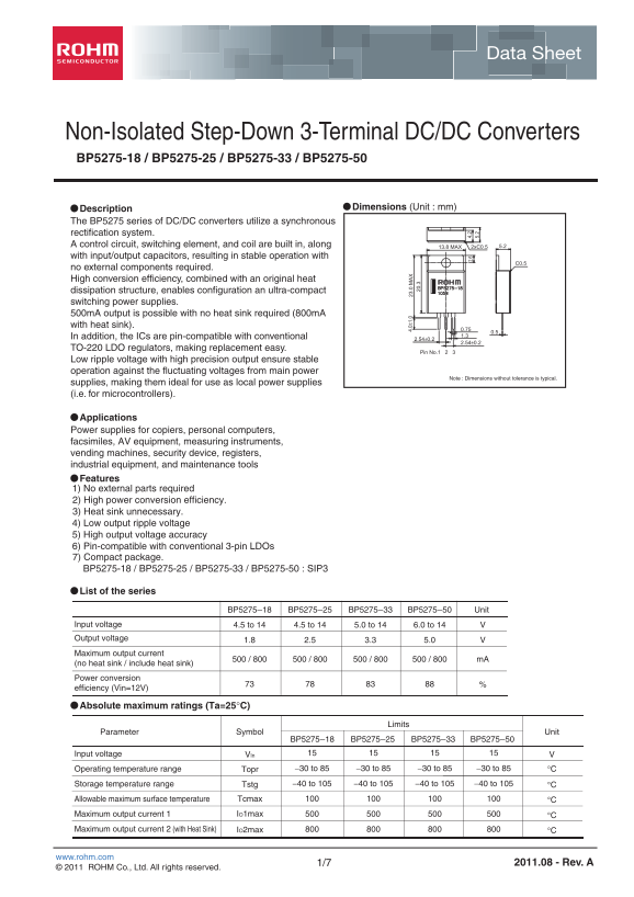 ROHM BP5275-25 User Guide - Page 1