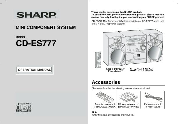 SHARP CD-ES777 Operation Guide - Page 1