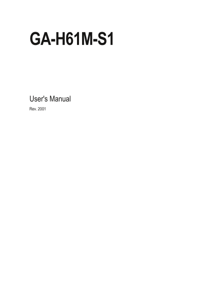 Gigabyte GA- H61M-S1 User Manual - Page 1