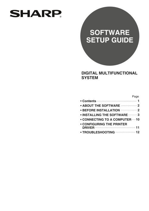 SHARP MX-M260 MX- M310 Software Setup Guide - Page 1