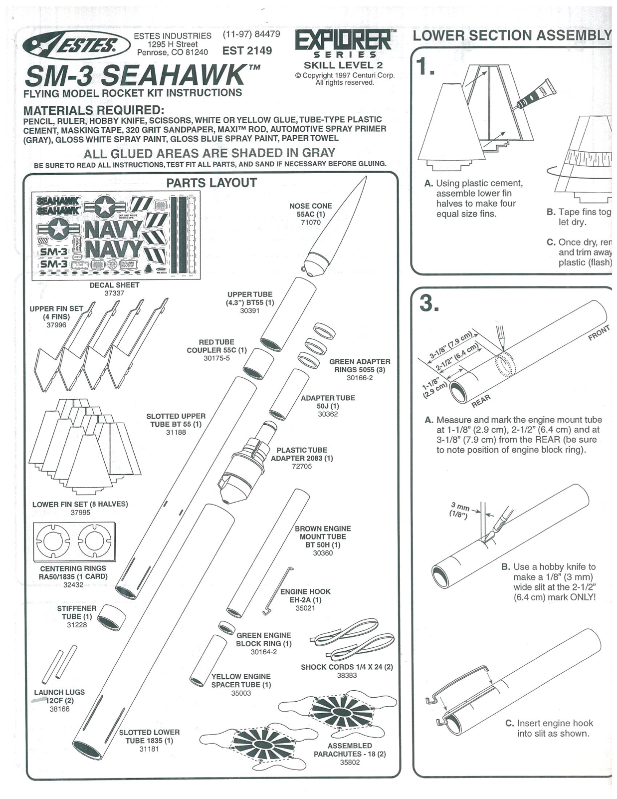 ESTES 2149 - SM3 Seahawk Manual - Page 1