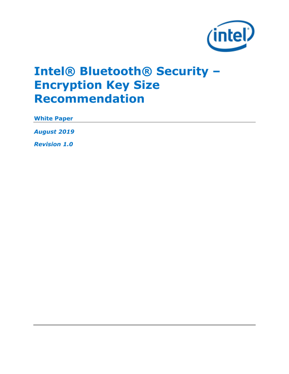 Intel White Paper - Bluetooth Security: Recommended Encryption Key Size - Page 1