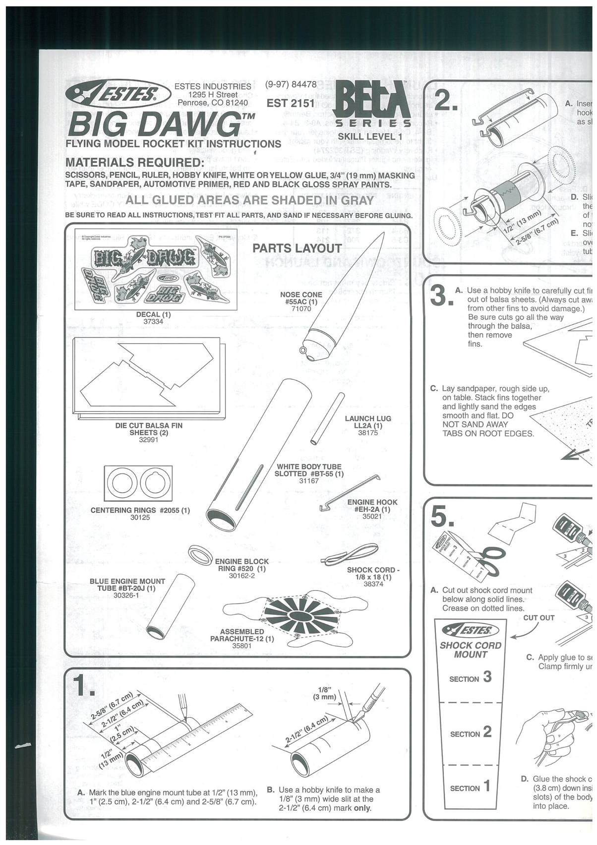 ESTES 2151 - Big Dawg Manual - Page 1