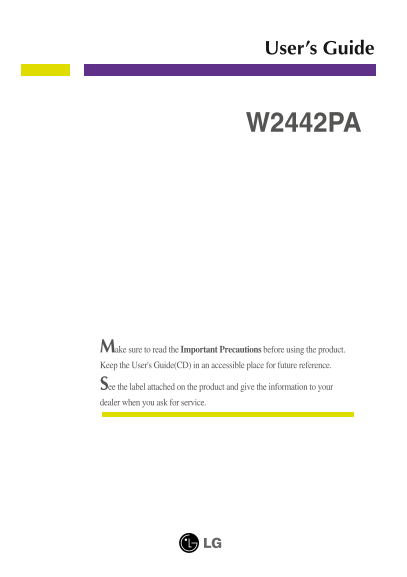 LG C242WPA-BF 20-29 inch Monitor Product Manual - English Edition - Page 1