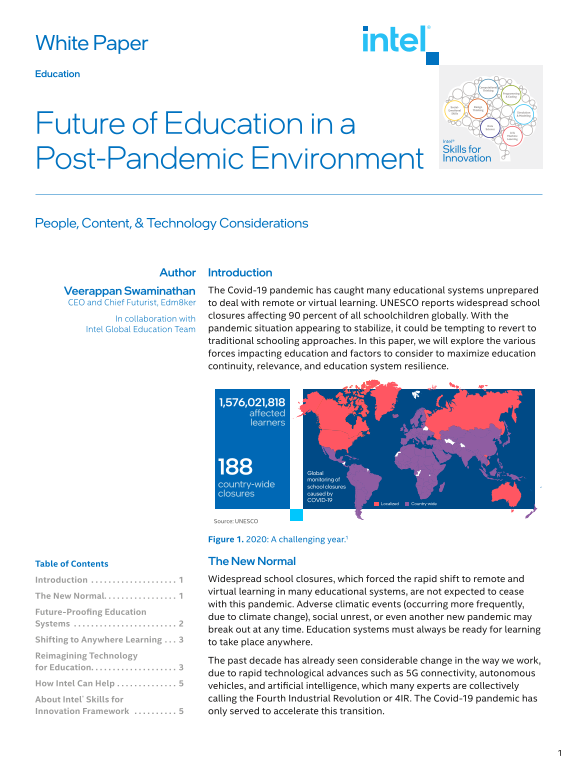 Intel White Paper Learning Anywhere: The Future of Education in the Post-Pandemic Environment -- New! - Page 1