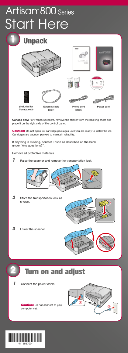 Epson Artisan 800 Start Guide - Page 1