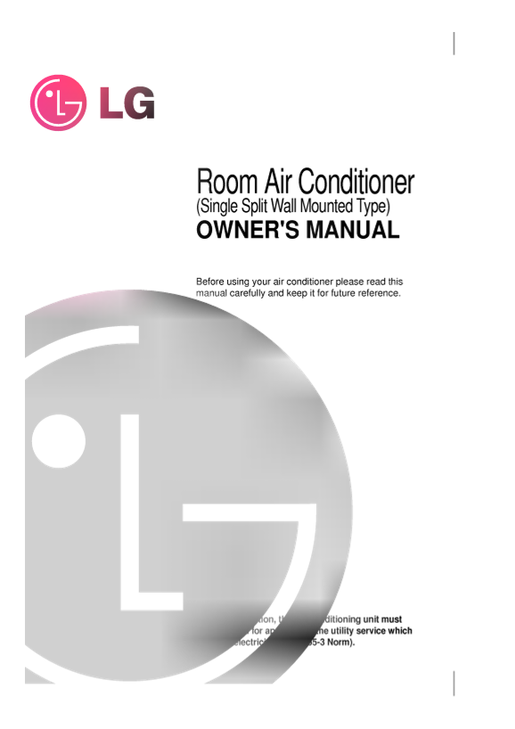 LG Split Air Conditioner - Wall Mount LS-J0960CL Size and Weight Product Manual - English - Page 1