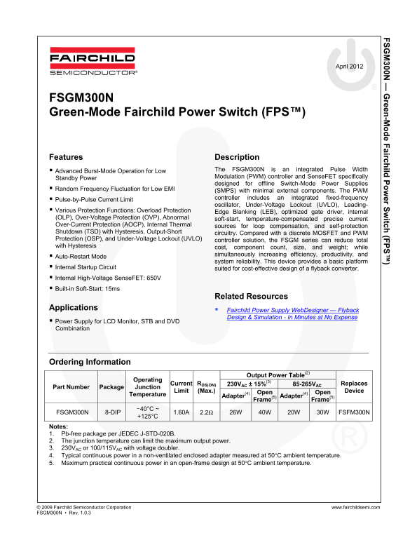 Fairchild FSGM300N Data Handbook - Page 1