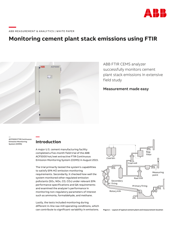 ABB White Paper - ABB Measurement & Analytics Monitoring Cement Plant Stack Emissions Using FTIR - Page 1