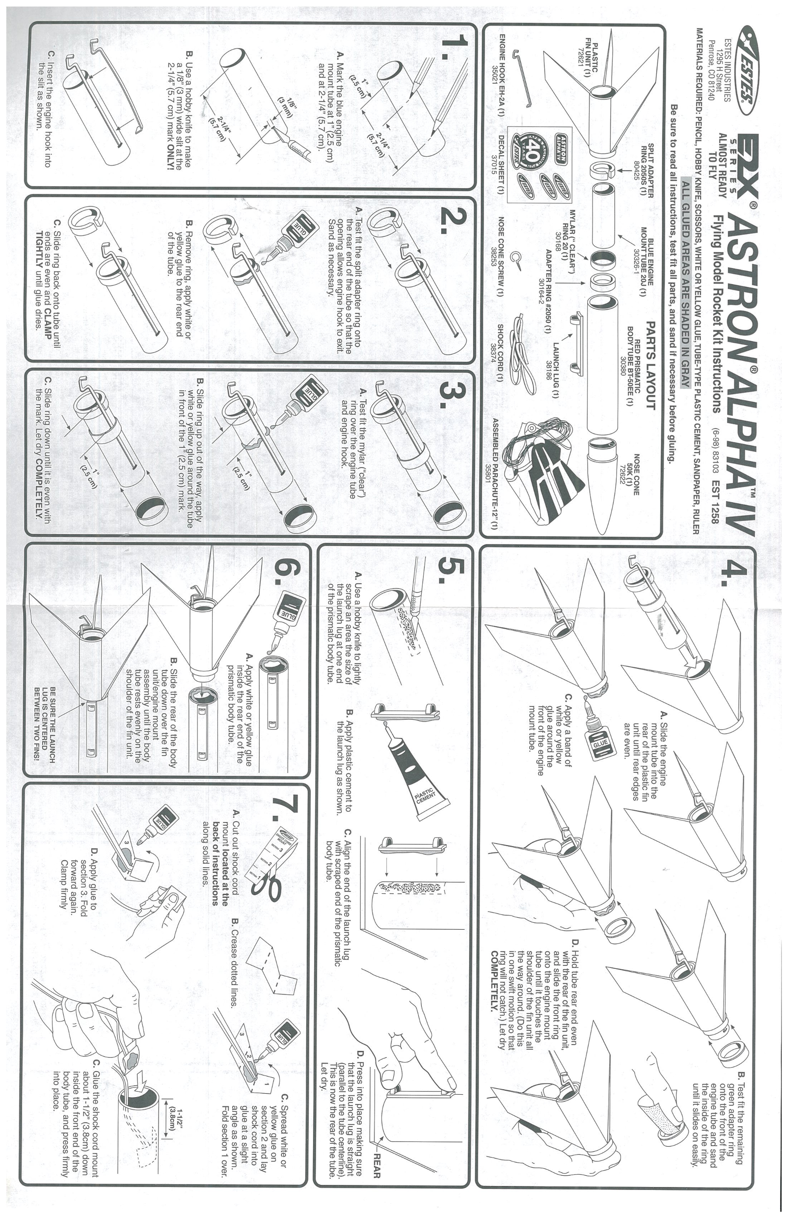 ESTES ASTRON ALPHA IV INSTRUCTIONS - Page 1