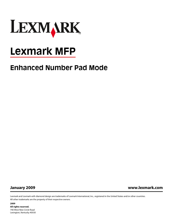 Lexmark X651 Enhanced Number Pad Mode User's Guide (X543, X544, X546) - Page 1