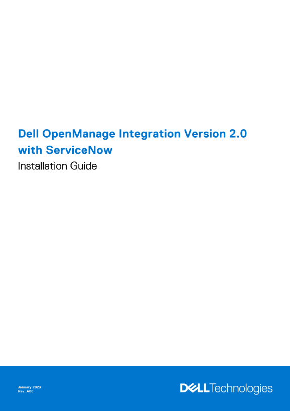 Dell OpenManage Integration Version 2.0 with ServiceNow Installation Guide - Page 1